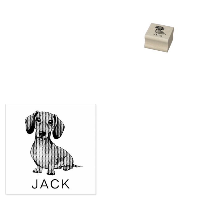 Modern Trendy Personalized Dachshund  Rubber Stamp (Stamped)