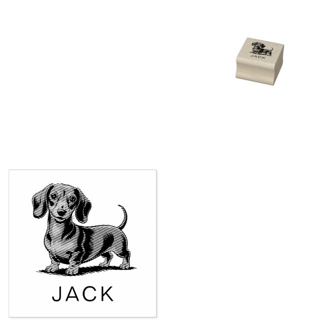 Modern Trendy Personalized Dachshund  Rubber Stamp (Stamped)