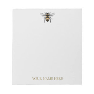 Modern Trendy Personalized Honey Bee Notepad