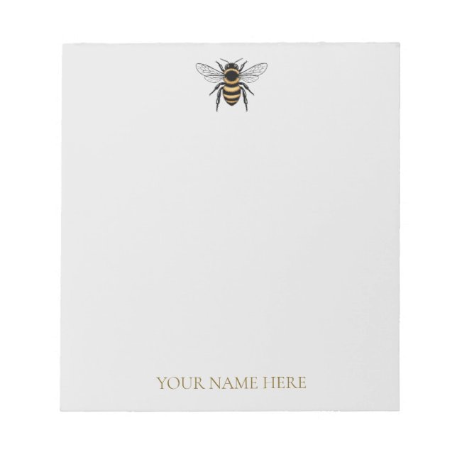 Modern Trendy Personalized Honey Bee  Notepad (Front)