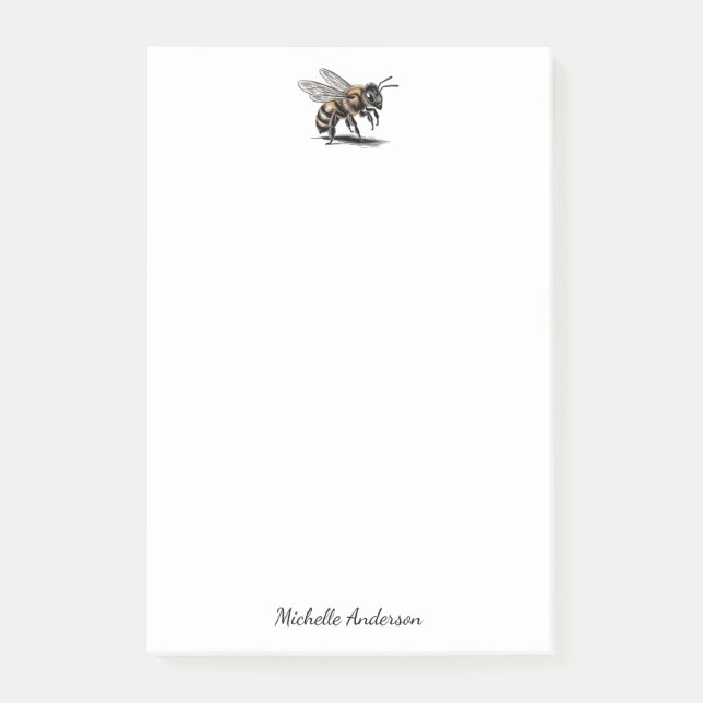 Modern Trendy Personalized Honey Bee  Post-it Notes (Front)