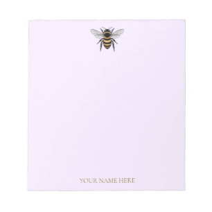 Modern Trendy Personalized Honey Bee Purple Notepad