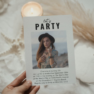 Modern Trendy Photo Birthday Party Invitation 