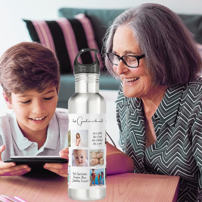 Modern Trendy Photo Collage Best Grandma Ever      710 Ml Water Bottle (Creator Uploaded)