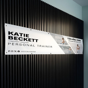 Modern Trendy Photo Collage Fitness Trainer Brand Banner