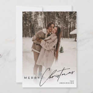 Modern Trendy Photo Elegant Script Christmas Holiday Card