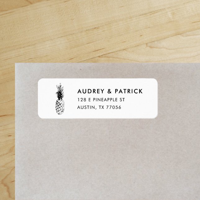 Modern Trendy Pineapple Return Address Label ("Everyday is abundantly beautiful." 
Sincerely Best Wishes from Lucky Design World)