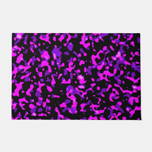 Modern Trendy Pink and Purple Camouflage Pattern Doormat (Front)