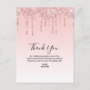 Modern Trendy Pink Faux Liquid Glitter Postcard