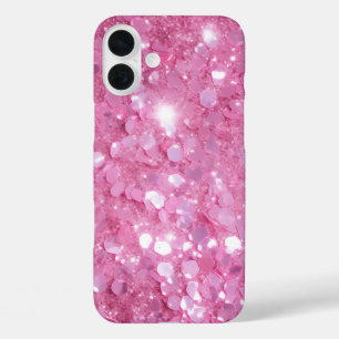 Modern Trendy Pink Glitter  iPhone 16 Plus Case
