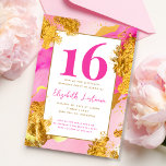 Modern Trendy Pink Gold Sweet 16 Birthday Invitation<br><div class="desc">Celebrate and impress your guests with these modern and trendy gold and pink inspired 16th birthday invitations! Customise with your own details and create an unforgettable sweet 16 birthday celebration!</div>