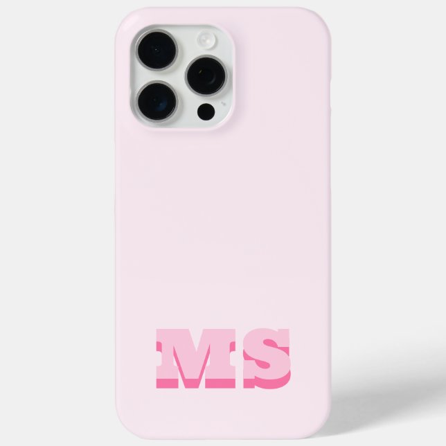 Modern Trendy Pink Initial Monogram Case-Mate iPhone Case (Back)