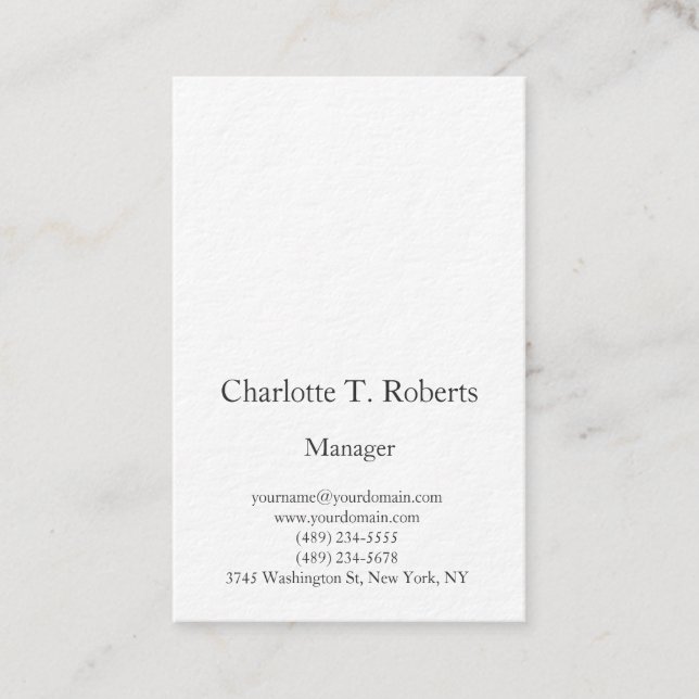 Modern trendy plain professional minimalist business card (Front)