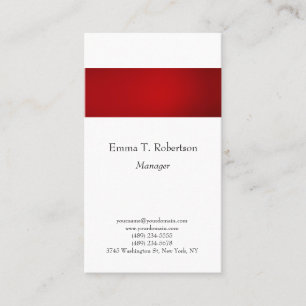 Modern trendy plain simple minimalist red white business card