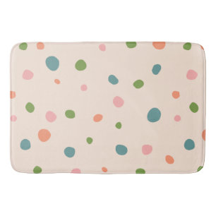 Modern trendy polka dots pattern adorable pink bath mat