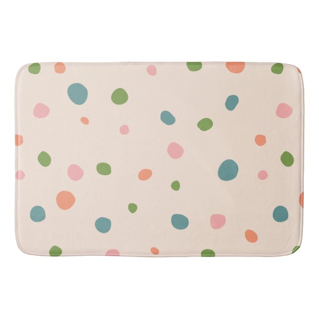 Modern trendy polka dots pattern adorable pink bath mat (Front)
