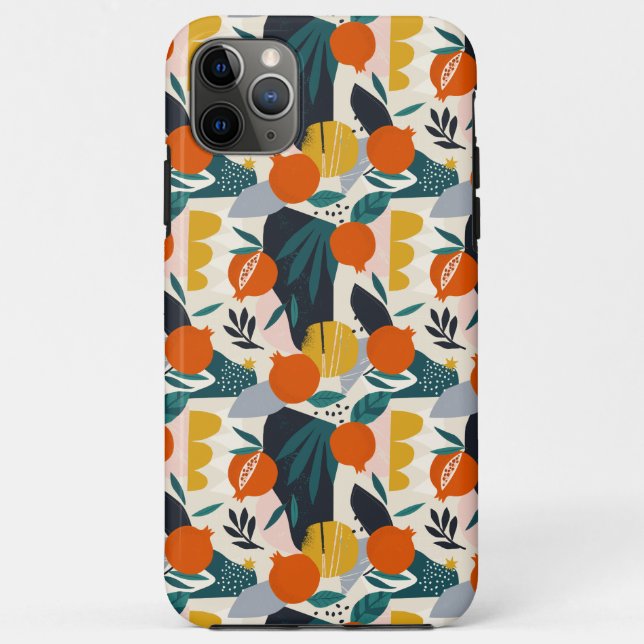 Modern Trendy Preppy Chic Apricot and Leaves Case-Mate iPhone Case (Back)