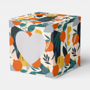 Modern Trendy Preppy Chic Apricot and Leaves Favour Box