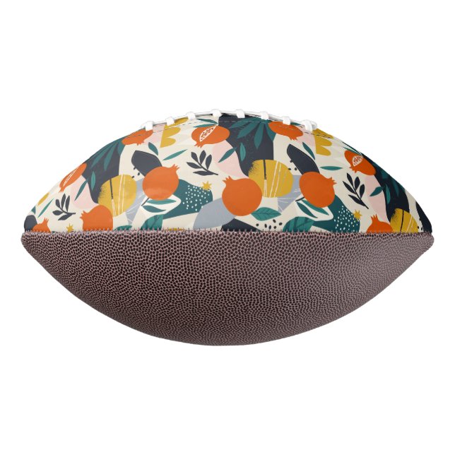 Modern Trendy Preppy Chic Apricot and Leaves Football (Rotated 90)