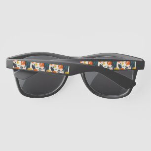 Modern Trendy Preppy Chic Apricot and Leaves Sunglasses