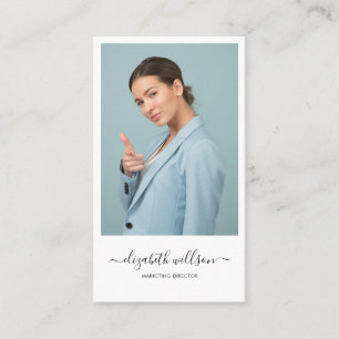 Modern Trendy Professional Script Vertical Photo Business Card