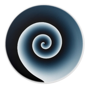 Modern Trendy Prussian Blue Spiral Pattern Ceramic Knob