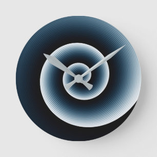 Modern Trendy Prussian Blue Spiral Pattern Round Clock