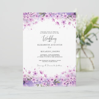 Modern Trendy Purple Lavender  Wedding Invitation