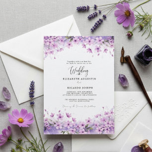 Modern Trendy Purple Lavender  Wedding Invitation