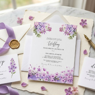 Modern Trendy Purple Lavender Wedding Invitation