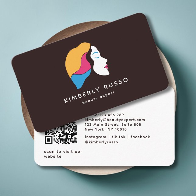 Modern, Trendy, QR Code, Salon, Women-Logo Busines Business Card (Modern, Trendy, QR Code, Salon, Women-Logo, colorful Business Card)