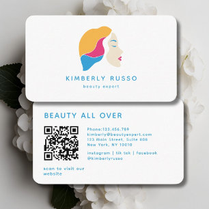 Modern, Trendy, QR Code, Salon, Women-Logo Business Card