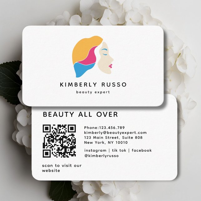 Modern, Trendy, QR Code, Salon, Women-Logo Business Card (Modern, Trendy, QR Code, Salon, Women-Logo Business Card)