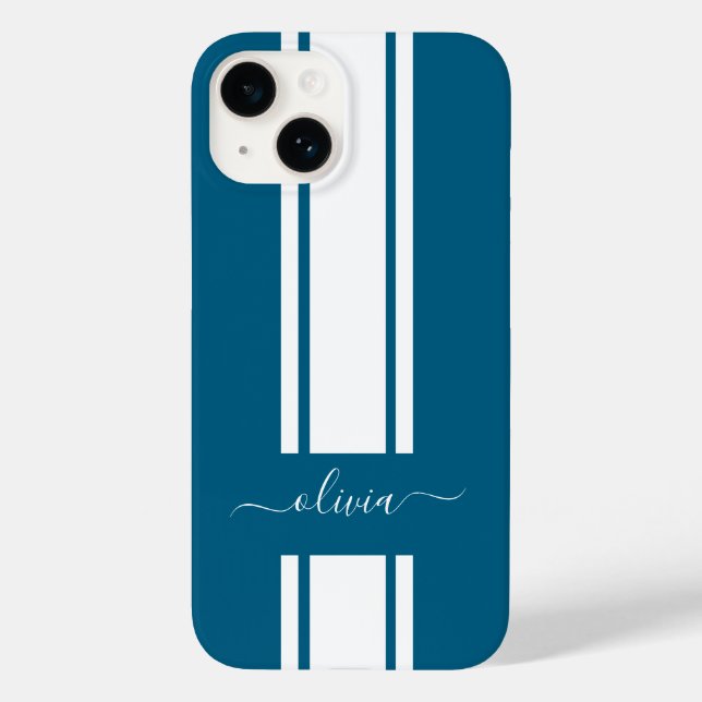 Modern Trendy Racing Stripes monogrammed  Case-Mate iPhone Case (Back)