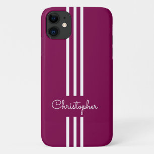 Modern Trendy Racing Stripes monogrammed  iPhone 11 Case