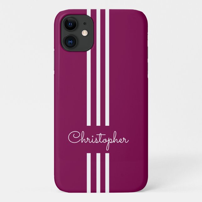 Modern Trendy Racing Stripes monogrammed  Case-Mate iPhone Case (Back)