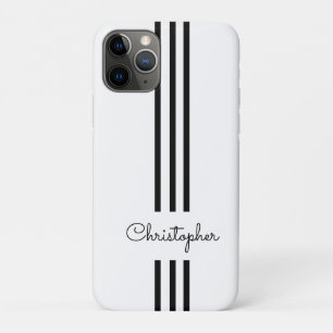 Modern Trendy Racing Stripes monogrammed  iPhone 11 Pro Case