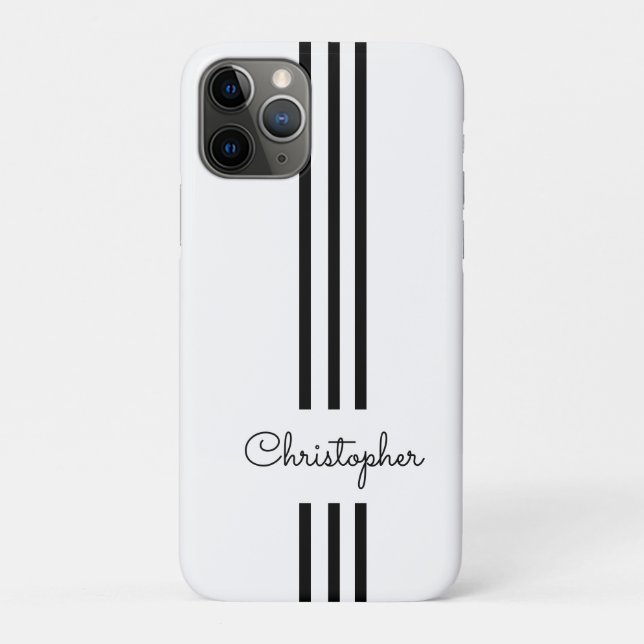 Modern Trendy Racing Stripes monogrammed  Case-Mate iPhone Case (Back)