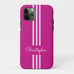 Modern Trendy Racing Stripes monogrammed  iPhone 11 Pro Case