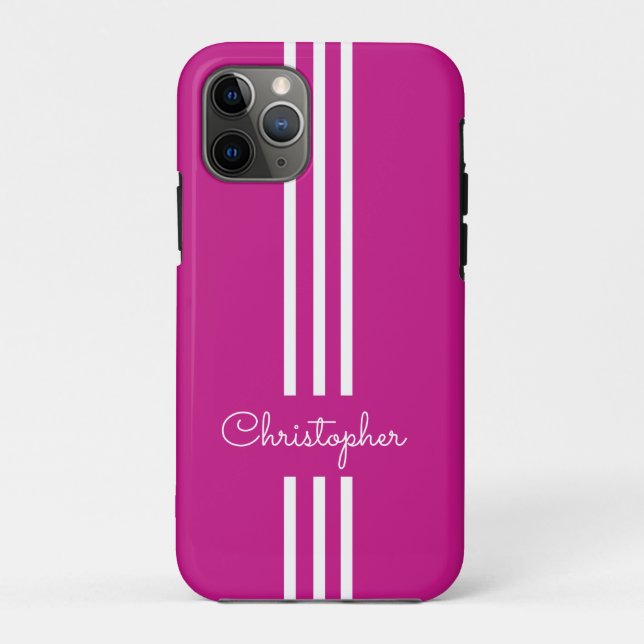 Modern Trendy Racing Stripes monogrammed  Case-Mate iPhone Case (Back)