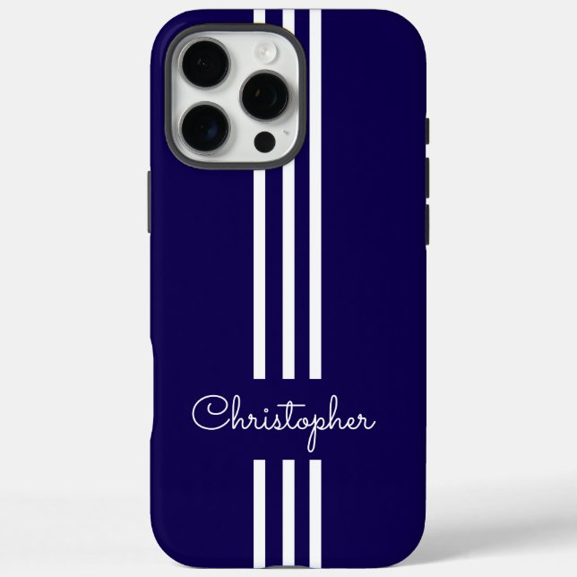 Modern Trendy Racing Stripes monogrammed  Case-Mate iPhone Case (Back)