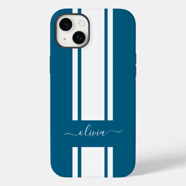 Modern Trendy Racing Stripes monogrammed  Case-Mate iPhone Case (Back)