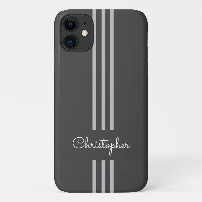 Modern Trendy Racing Stripes monogrammed  Case-Mate iPhone Case (Back)