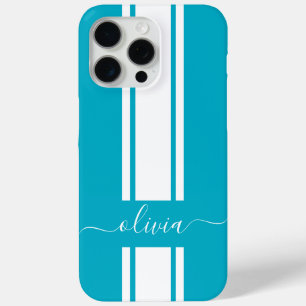 Modern Trendy Racing Stripes monogrammed  iPhone 15 Pro Max Case