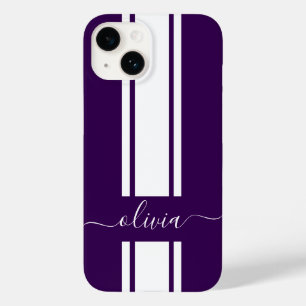 Modern Trendy Racing Stripes monogrammed  Case-Mate iPhone 14 Case
