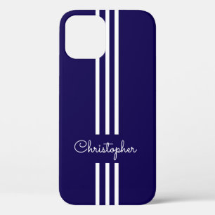 Modern Trendy Racing Stripes monogrammed iPhone 12 Pro Case