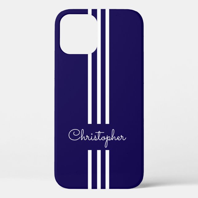 Modern Trendy Racing Stripes monogrammed  Case-Mate iPhone Case (Back)