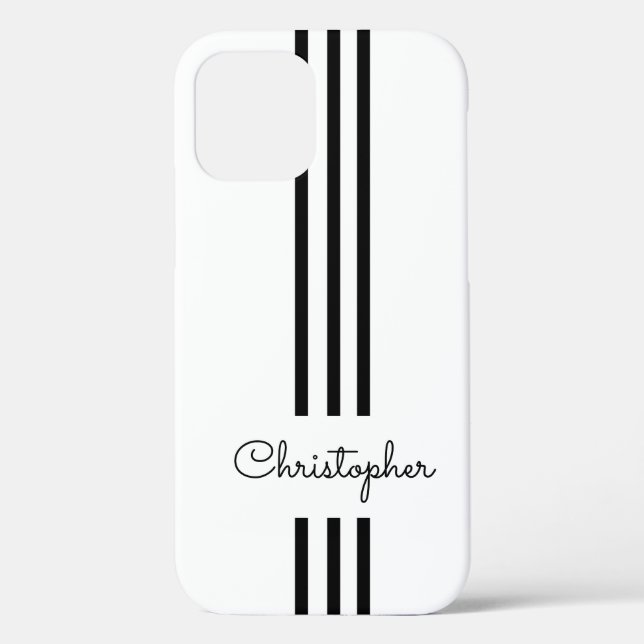 Modern Trendy Racing Stripes monogrammed  Case-Mate iPhone Case (Back)