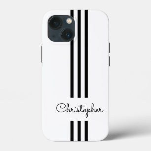 Modern Trendy Racing Stripes monogrammed iPhone 13 Mini Case
