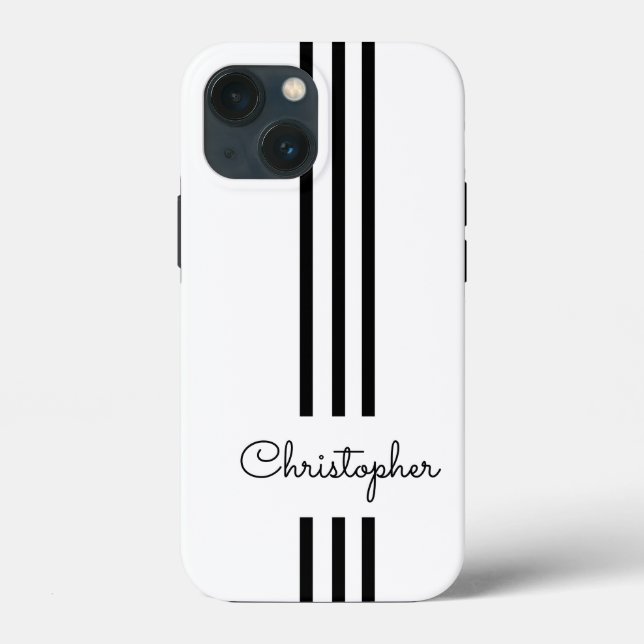 Modern Trendy Racing Stripes monogrammed  Case-Mate iPhone Case (Back)